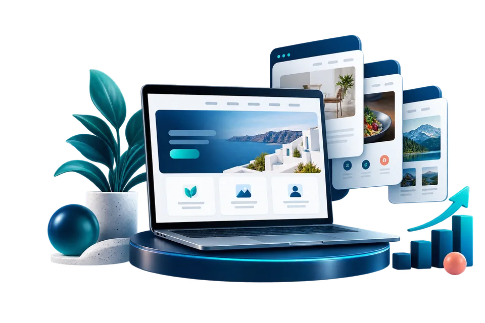 Illustration of a small business website on a laptop